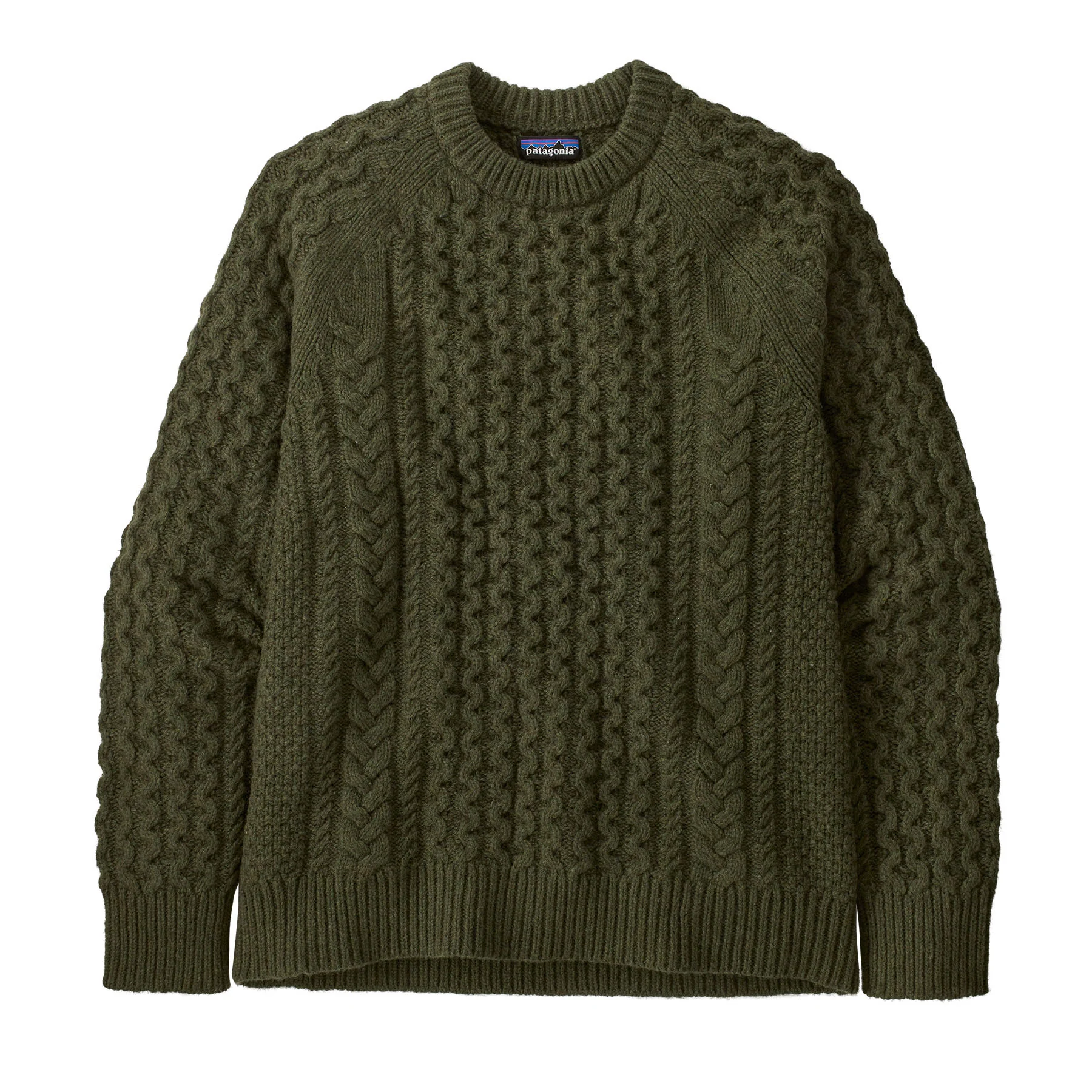 Recycled Wool-Blend Cable-Knit Crewneck Sweater